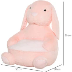 HOMCOM Poltroncina Per Bambini Forma Coniglio In Peluche Base Antiscivolo Rosa -Armonia Casa 30953861 3