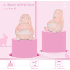 HOMCOM Poltroncina Per Bambini Forma Coniglio In Peluche Base Antiscivolo Rosa -Armonia Casa 30953861 4
