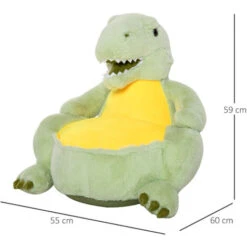 HOMCOM Poltroncina Per Bambini Antiscivolo A Forma Di Dinosauro In Peluche Verde -Armonia Casa 30953864 3