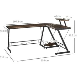 HOMCOM Scrivania Angolare Reversibile Per Computer E PC In Stile Industriale, Per Ufficio O Camera, In Legno 155x115x91.5cm -Armonia Casa 30953907 3