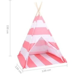 Tenda Tipi Bambini Borsa Rosa Microfibra Strisce 120x120x150cm VidaXL 7 Tenda Tipi Bambini Borsa Rosa Microfibra Strisce 120x120x150cm VidaXL -Armonia Casa 31539704 3