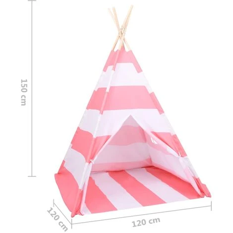 Tenda Tipi Bambini Borsa Rosa Microfibra Strisce 120x120x150cm VidaXL 3 Tenda Tipi Bambini Borsa Rosa Microfibra Strisce 120x120x150cm VidaXL - immagine 3