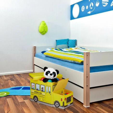 Relaxdays Sgabello Bambini Contenitore Giocattoli Con Scomparto, Pieghevole & Salvaspazio, Scuolabus 50 L Giallo 2 Relaxdays Sgabello Bambini Contenitore Giocattoli Con Scomparto, Pieghevole & Salvaspazio, Scuolabus 50 L Giallo - immagine 2
