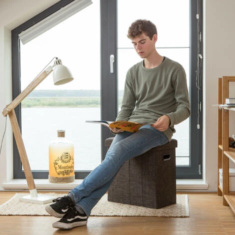 Relaxdays Sgabello Pieghevole, HxLxP: 49,5x46x25,5 Cm, Pouf Contenitore, Lino, Poliestere, Legno MDF, Colore Nero 3 Relaxdays Sgabello Pieghevole, HxLxP: 49,5x46x25,5 Cm, Pouf Contenitore, Lino, Poliestere, Legno MDF, Colore Nero - immagine 3