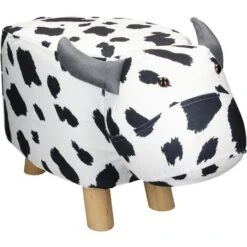 WOMO-DESIGN Sgabello Per Bambini A Forma Di Mucca Ottomano In Pelle Sintetica