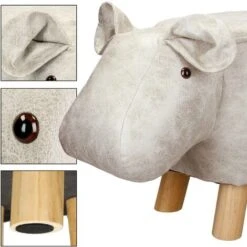 WOMO-DESIGN Sgabello Per Bambini A Forma Di Ippopotamo Pouf In Pelle Sintetica -Armonia Casa 32159867 5