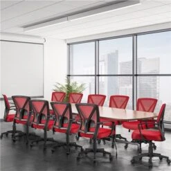 Yaheetech Sedia Da Ufficio Scrivania Ergonomica Lombare Girevole Reclinabile A Rotelle Altezza Regolabile Con Braccioli Portata 136 Kg Rosso -Armonia Casa 32379439 5