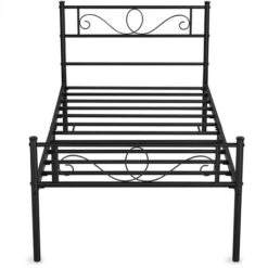 Yaheetech Letto Singolo In Ferro Battuto Con Doghe Struttura Letto In Metallo 96 X 196 Cm Stile Rustico Moderno Nero