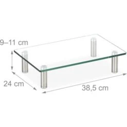 Relaxdays Supporto Monitor, Alzatina Per TV, Standing Computer Desk, Rialzo Scrivania, Regolabile, 38,5x24, Trasparente -Armonia Casa 32712681 4
