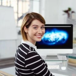 Relaxdays Supporto Monitor, Alzatina Per TV, Standing Computer Desk, Rialzo Scrivania, Regolabile, 70x24 Cm, Trasparente -Armonia Casa 32712688 3