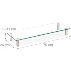 Relaxdays Supporto Monitor, Alzatina Per TV, Standing Computer Desk, Rialzo Scrivania, Regolabile, 70x24 Cm, Trasparente -Armonia Casa 32712688 4