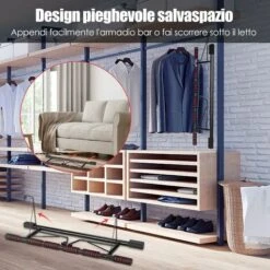 Sbarra Per Trazioni Porta, Barra Pull Up Da Sollevamento Multifunzione, Attrezzi Palestra Per Casa E Ufficio, Carico 200kg, Nero -Armonia Casa 32977980 5