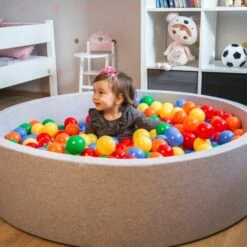 KiddyMoon 120X30cm/SENZA Palline Piscina Per Bambini Tondo Fabbricato In EU, Rosa:Rosa Chiaro/Perla/Trasparente -Armonia Casa 33029662 5