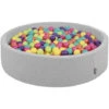 KiddyMoon Piscina Di Palline 120X30cm/200 Palline Colorate Grande Tondo Per Bambini, Fabbricato In EU, Grigioch:Verdech/Giallo/Turch/Aran/Rosasc/Viola