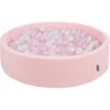 KiddyMoon 120X30cm/1000 Palline ∅ 7CM Piscina Di Palline Colorate Per Bambini Tondo Fabbricato In EU, Rosa:Rosa Chiaro/Perla/Trasparente