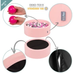 KiddyMoon 120X30cm/1000 Palline ∅ 7CM Piscina Di Palline Colorate Per Bambini Tondo Fabbricato In EU, Rosa:Rosa Chiaro/Perla/Trasparente -Armonia Casa 33029767 5