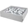 KiddyMoon Piscina Di Palline 120X30cm/200 Palline Grande Quadrato Per Bambini Fabbricato In EU, Grigio Chiaro:Bianco/Grigio