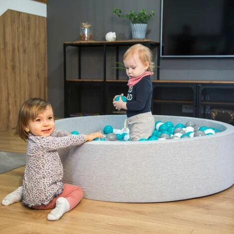 KiddyMoon 120X30cm/600 Palline ∅ 7CM Quadrato Piscina Di Palline Colorate Per Bambini Fabbricato In EU, Grigio Chiaro:Grigio/Bianco/Turchese 4 KiddyMoon 120X30cm/600 Palline ∅ 7CM Quadrato Piscina Di Palline Colorate Per Bambini Fabbricato In EU, Grigio Chiaro:Grigio/Bianco/Turchese - immagine 4