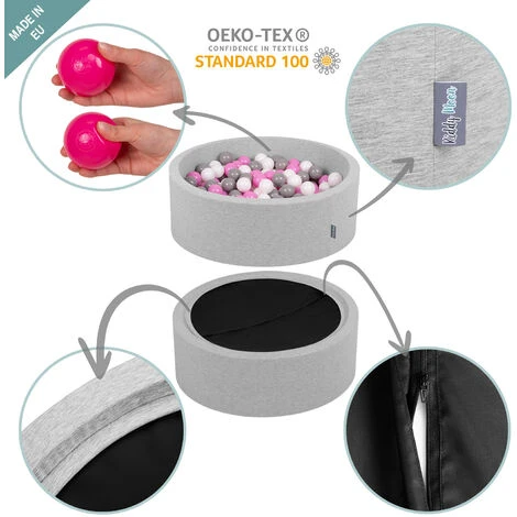 KiddyMoon 120X30cm/600 Palline ∅ 7CM Quadrato Piscina Di Palline Colorate Per Bambini Fabbricato In EU, Grigio Chiaro:Grigio/Bianco/Turchese 5 KiddyMoon 120X30cm/600 Palline ∅ 7CM Quadrato Piscina Di Palline Colorate Per Bambini Fabbricato In EU, Grigio Chiaro:Grigio/Bianco/Turchese - immagine 5