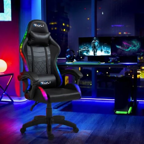 Sedia Poltrona Gaming LED RGB Ergonomica Ufficio Cuscino Lombare Poggiatesta The Horde 2 Sedia Poltrona Gaming LED RGB Ergonomica Ufficio Cuscino Lombare Poggiatesta The Horde - immagine 2