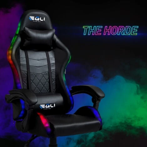 Sedia Poltrona Gaming LED RGB Ergonomica Ufficio Cuscino Lombare Poggiatesta The Horde 3 Sedia Poltrona Gaming LED RGB Ergonomica Ufficio Cuscino Lombare Poggiatesta The Horde - immagine 3