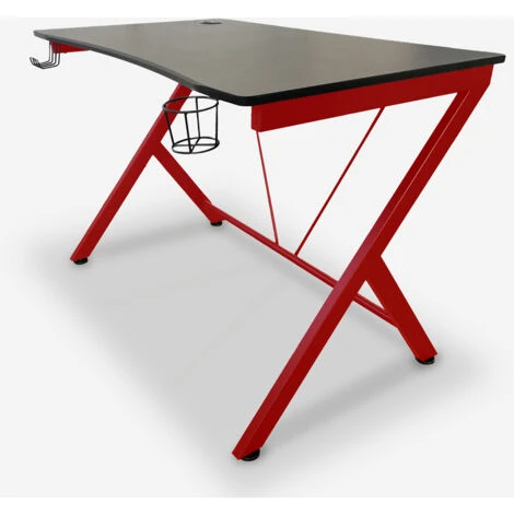 Scrivania Gaming PC Ergonomica Gestione Cavi Supporto Cuffie Portabibite 110x70cm Trust In Game Colore: Rosso 3 Scrivania Gaming PC Ergonomica Gestione Cavi Supporto Cuffie Portabibite 110x70cm Trust In Game Colore: Rosso - immagine 3