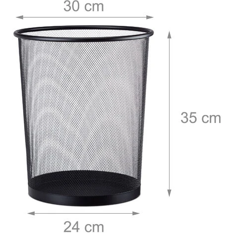 Relaxdays Cestino Gettacarte Metallo Grande Pattumiera Portarifiuti Da Ufficio 20 Litri Ø 30 Cm Alto 35 Cm Nero 3 Relaxdays Cestino Gettacarte Metallo Grande Pattumiera Portarifiuti Da Ufficio 20 Litri Ø 30 Cm Alto 35 Cm Nero - immagine 3
