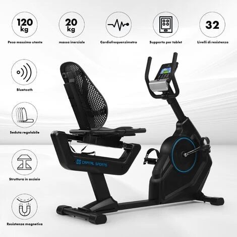 Capital Sports Evo Deluxe Cardiobike Bluetooth App 20kg Massa Volanica 2 Capital Sports Evo Deluxe Cardiobike Bluetooth App 20kg Massa Volanica - immagine 2