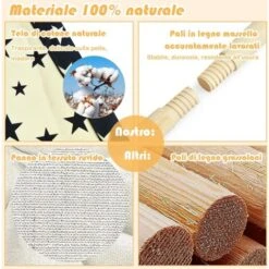 COSTWAY Tenda Da Gioco Indiana Per Bambini, Tenda Teepee Pieghevole Con Finestra, Capanna In Cotone Naturale Con Tappetino, Tenda Da Interno Ed Esterno Per Bambini -Armonia Casa 34171910 4