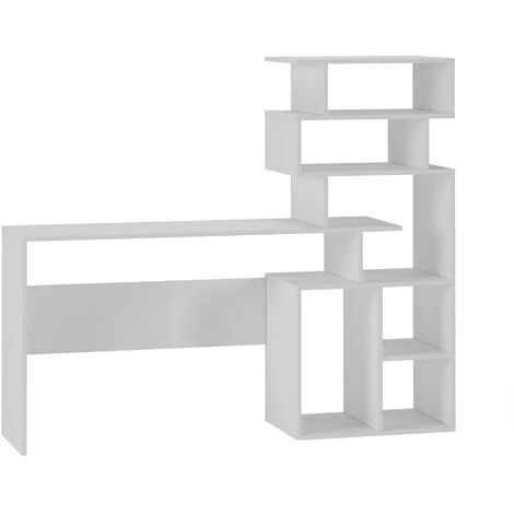 SCRIVANIA GHEA CON LIBRERIA BIANCO FRASSINATO CM 158,4X39,6 2 SCRIVANIA GHEA CON LIBRERIA BIANCO FRASSINATO CM 158,4X39,6 - immagine 2