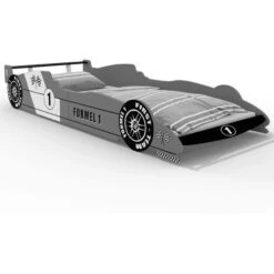 Letto Per Bambini Formula 1 Macchina Da Corsa 90x200cm Con Rete A Doghe Inclusa Argento Letti In Legno Per Bimbi -Armonia Casa 34726859 3