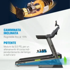 Capital Sports Infinity Pro 4.0 Tapis Roulant 7 CV BT App Kinomap LCD Grigio -Armonia Casa 35014696 5