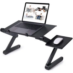 Supporto PC Tavolo Computer Tablet Letto Pieghevole Portatile Portatile 360 ​​° Regolabile In Alluminio Nero