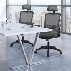 Yaheetech Sedia Da Ufficio Scrivania Ergonomica Schienale Alto Reclinabile Con Poggiatesta Regolabile In Rete Traspirante Girevole A Rotelle Portata 136 Kg Scuro Grigio -Armonia Casa 35324282 5