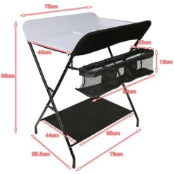 Fasciatoio Pieghevole Con Cesto Portaoggetti Per Cameretta Neonato - Nero-Bianco -Armonia Casa 35538811 4