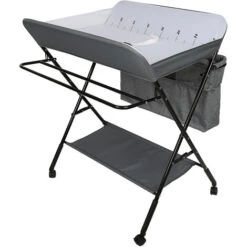 Fasciatoio Pieghevole Regolabile In Altezza Con Cesto Portaoggetti Per La Cameretta Dei Neonati - Grigio -Armonia Casa 35538858 2