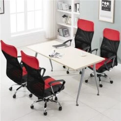 Yaheetech Sedia/Poltrona Ufficio Scrivania Ergonomica Girevole In Rete Traspirante Reclinabile Schienale Alto Imbottita In Ecopelle Altezza Regolabile Con Braccioli E Rotelle Rossa -Armonia Casa 35544517 5
