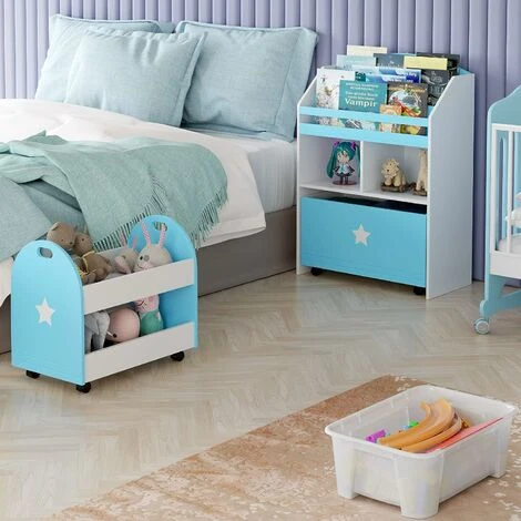 Homfa Set Di 2 Ripiani Portaoggetti Per Bambini Ripiano Con Cassetto 2 Scomparti 3 Scomparti Pensili Carrello Blu Bianco 60 X 30 X 86,5 Cm 49,5 X 30 X 44 Cm 5 Homfa Set Di 2 Ripiani Portaoggetti Per Bambini Ripiano Con Cassetto 2 Scomparti 3 Scomparti Pensili Carrello Blu Bianco 60 X 30 X 86,5 Cm 49,5 X 30 X 44 Cm - immagine 5