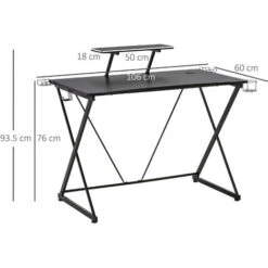 HOMCOM Scrivania Gaming, Con Ripiano Per Monitor E Supporti, Nero -Armonia Casa 36606785 3