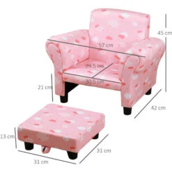HOMCOM Poltroncina Imbottita Per Bambini Con Poggiapiedi Estraibile-Rosa -Armonia Casa 36606919 3