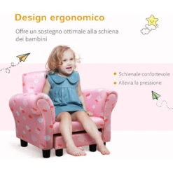HOMCOM Poltroncina Imbottita Per Bambini Con Poggiapiedi Estraibile-Rosa -Armonia Casa 36606919 4