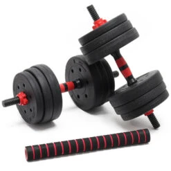 Set Manubri Corti E Bilancieri Da 20 Kg Kit 2in1 Con 12 Dischi Ed Estensione Per Manubrio Lungo -Armonia Casa 36803926 2