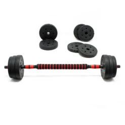 Set Manubri Corti E Bilancieri Da 20 Kg Kit 2in1 Con 12 Dischi Ed Estensione Per Manubrio Lungo -Armonia Casa 36803926 3