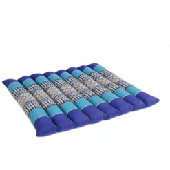 FLAT ROLLABLE - Cuscino Piatto E Morbido Per Yoga E Meditazione - ROLLABLE E Regolabile In Altezza E Larghezza - Kapok 100% Naturale Ad Alta Densità - Solido, Stabile E Confortevole - Ocean Blue - M