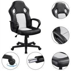 Yaheetech Sedia Scrivania Poltrona Ufficio Direzionale Presidenziale Ergonomica Girevole Schienale Alto In Rete Traspirante Reclinabile Altezza Regolabile Bianco -Armonia Casa 37279368 3