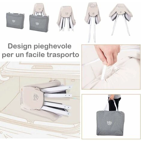 Lettino Da Viaggio Culla Neonato Per Nascita Culla Fianco Letto Con Funzione Dondolo, Imbottito Con Materassino Lavabile, Con Borsa Per Trasporto, Grigio, 94x56x70cm (Grigio) 2 Lettino Da Viaggio Culla Neonato Per Nascita Culla Fianco Letto Con Funzione Dondolo, Imbottito Con Materassino Lavabile, Con Borsa Per Trasporto, Grigio, 94x56x70cm (Grigio) - immagine 2