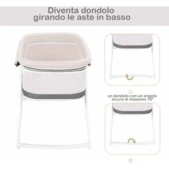 Lettino Da Viaggio Culla Neonato Per Nascita Culla Fianco Letto Con Funzione Dondolo, Imbottito Con Materassino Lavabile, Con Borsa Per Trasporto, Grigio, 94x56x70cm (Grigio) 7 Lettino Da Viaggio Culla Neonato Per Nascita Culla Fianco Letto Con Funzione Dondolo, Imbottito Con Materassino Lavabile, Con Borsa Per Trasporto, Grigio, 94x56x70cm (Grigio) -Armonia Casa 37329725 3