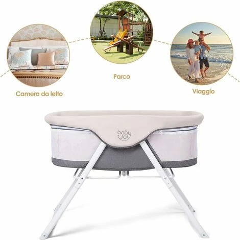 Lettino Da Viaggio Culla Neonato Per Nascita Culla Fianco Letto Con Funzione Dondolo, Imbottito Con Materassino Lavabile, Con Borsa Per Trasporto, Grigio, 94x56x70cm (Grigio) 5 Lettino Da Viaggio Culla Neonato Per Nascita Culla Fianco Letto Con Funzione Dondolo, Imbottito Con Materassino Lavabile, Con Borsa Per Trasporto, Grigio, 94x56x70cm (Grigio) - immagine 5