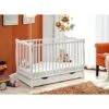 Letto Culla Bambini Neonati Con Cassettone 124x82x71 Cm In Legno Di Pino Ala Colore Bianco