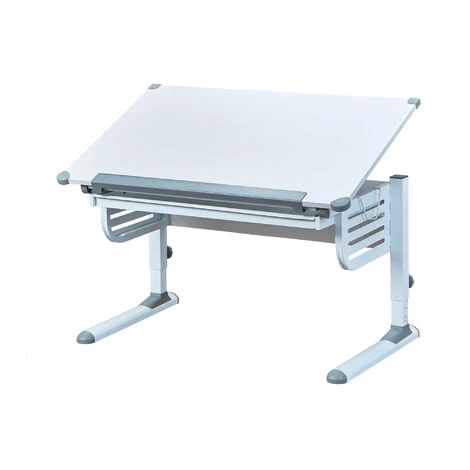 Dmora Scrivania Regolabile In Altezza Con Ripiano Inclinabile, In Metallo Bianco, Cm 110x68x55-78, Con Imballo Rinforzato 3 Dmora Scrivania Regolabile In Altezza Con Ripiano Inclinabile, In Metallo Bianco, Cm 110x68x55-78, Con Imballo Rinforzato - immagine 3